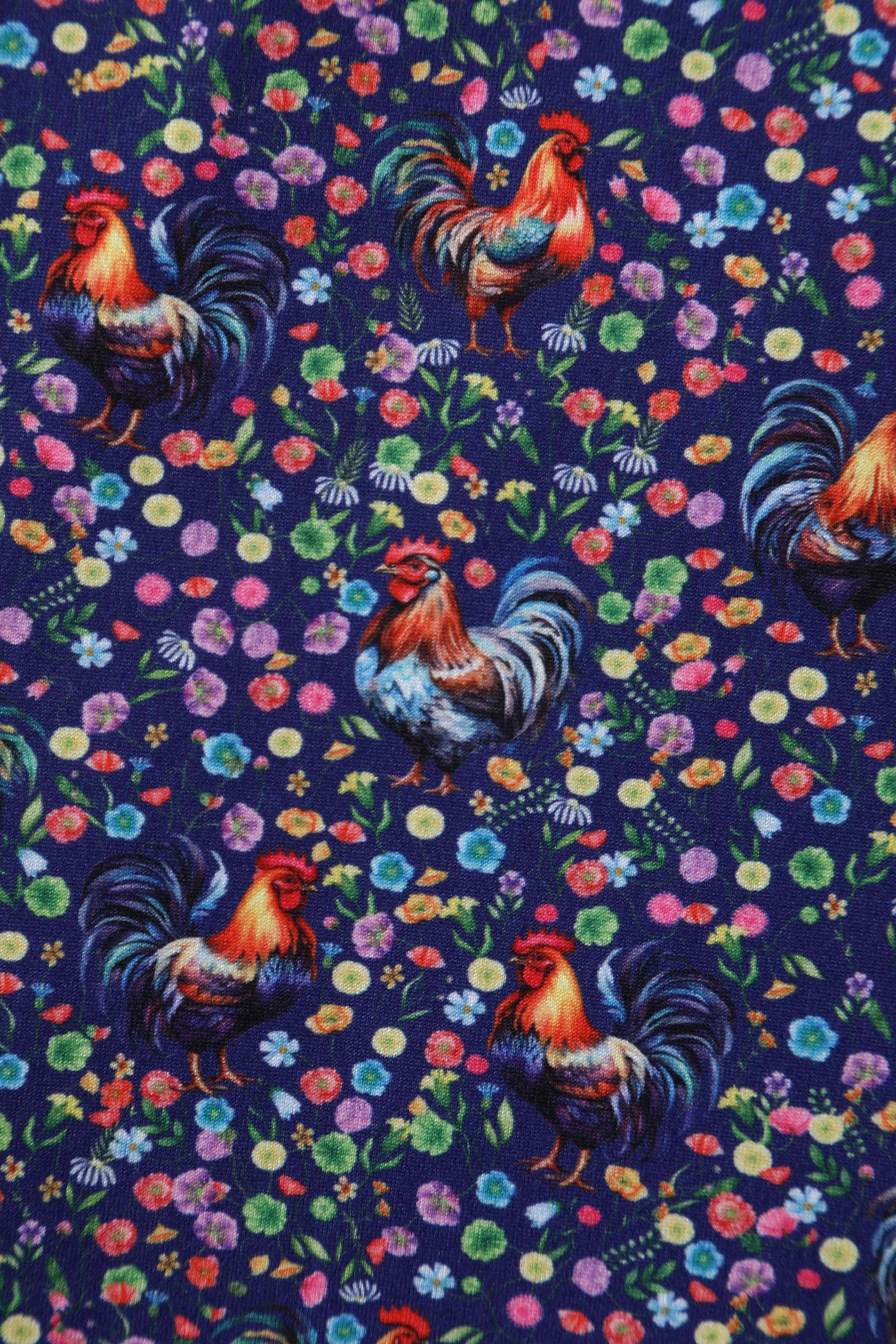 Janice Purple Sleeved Tea Dress in Rooster Floral Print