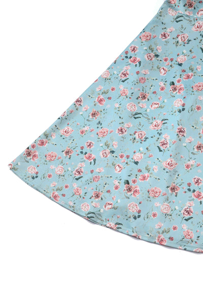 Close up View of Rose Baby Blue Formal A Line Dress