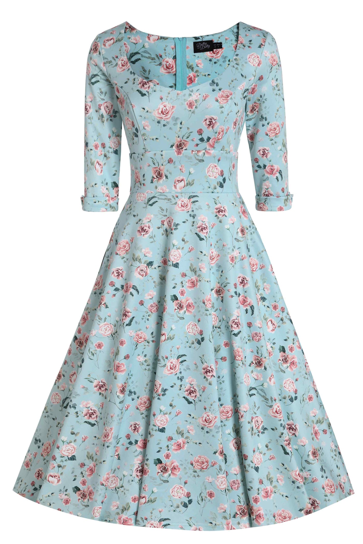 Front View of Rose Baby Blue Formal A Line Dress