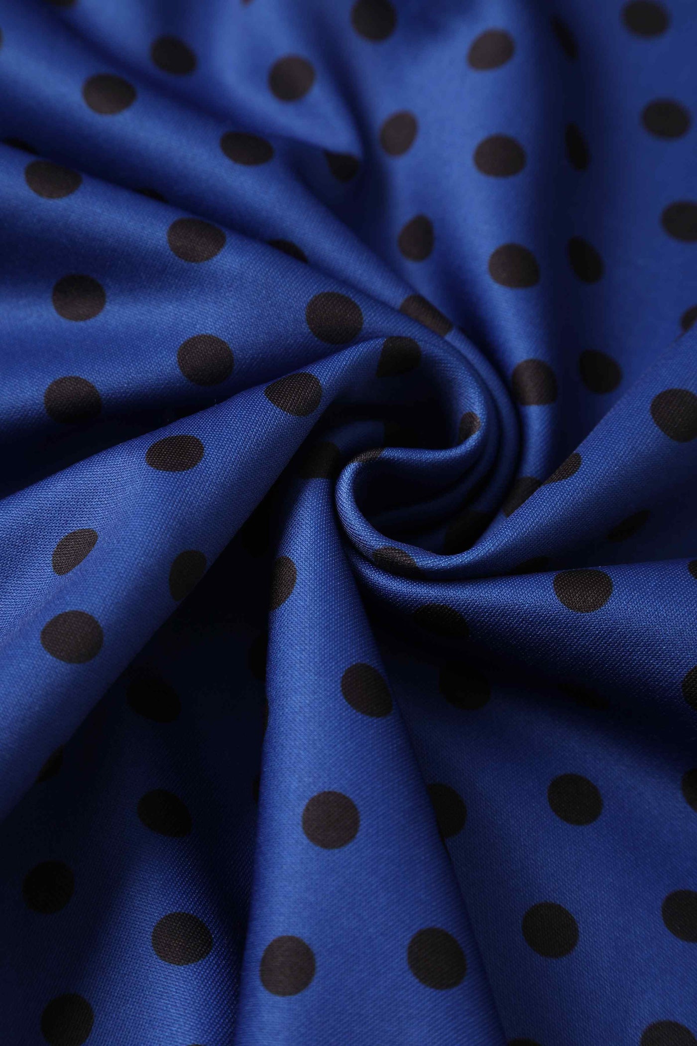  Royal Blue & Black Polka Dot Midi Dress