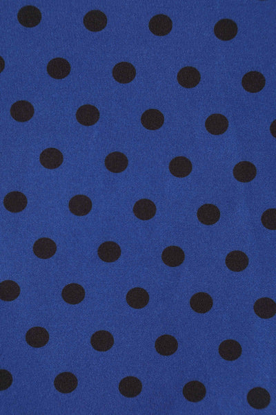  Royal Blue & Black Polka Dot Midi Dress