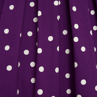 Annie Retro Vintage Inspired Purple & White Polka Dot Dress with Hidden Pockets