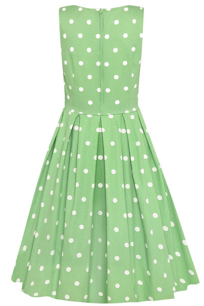 Annie Retro Polka Dot Dress in Pale Green