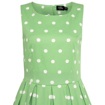 Annie Retro Polka Dot Dress in Pale Green