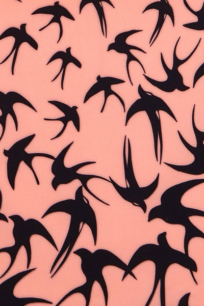 Dress in Pink & Black Raising Swallow Birds