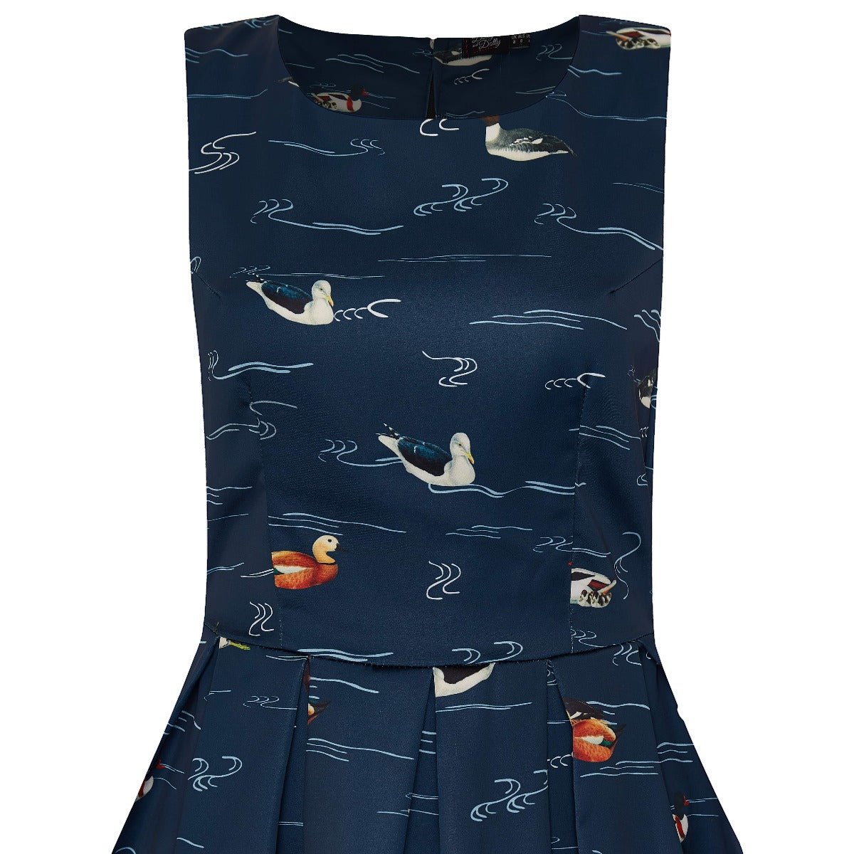 Annie 50s Inspired Womens Dress-Navy with Swimming Ducks
