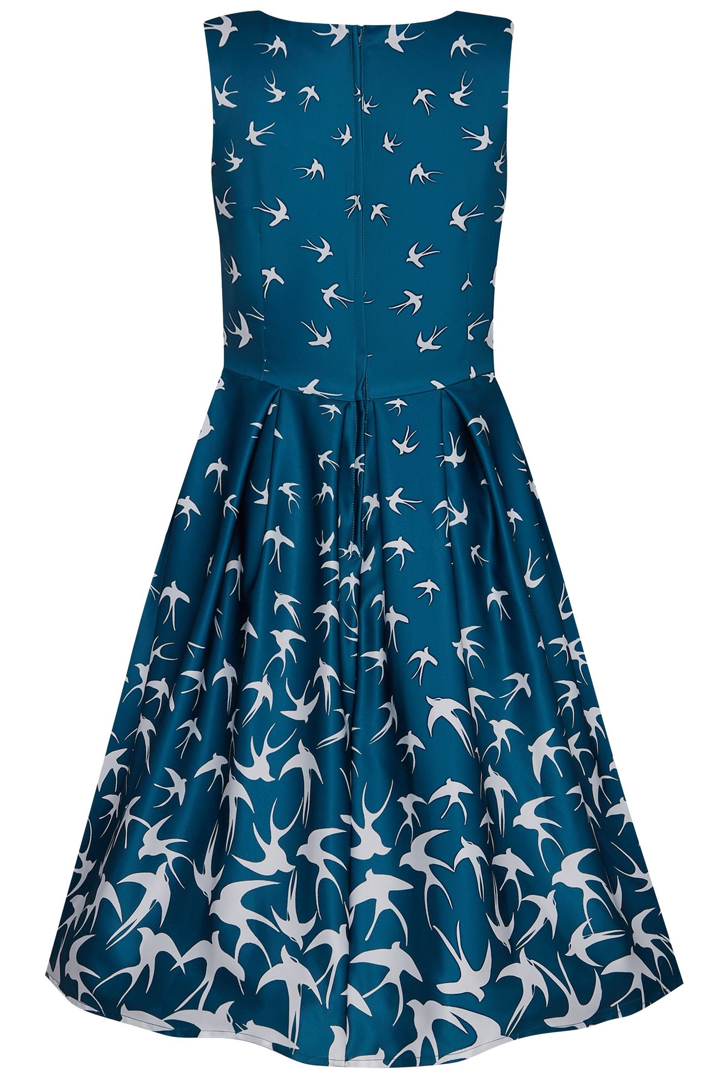 Annie Blue Swing Dress with Raising Swallow Birds