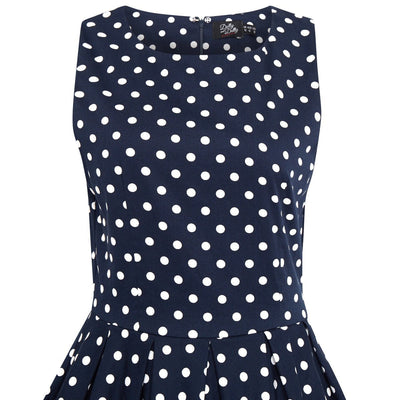 Annie Retro Polka Dot Dress in Navy Blue