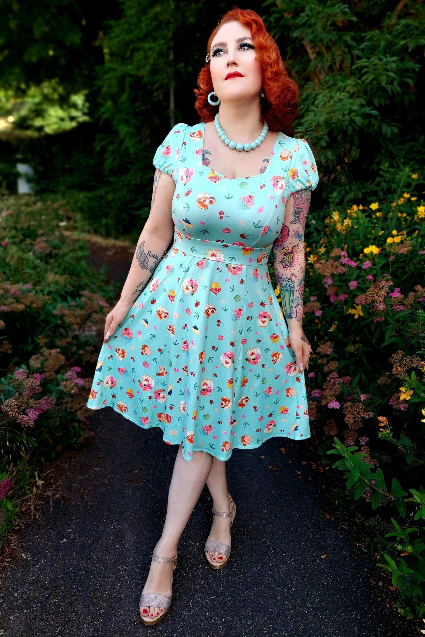 Claudia Sleeved Dress In Pastel Tea Cake Print