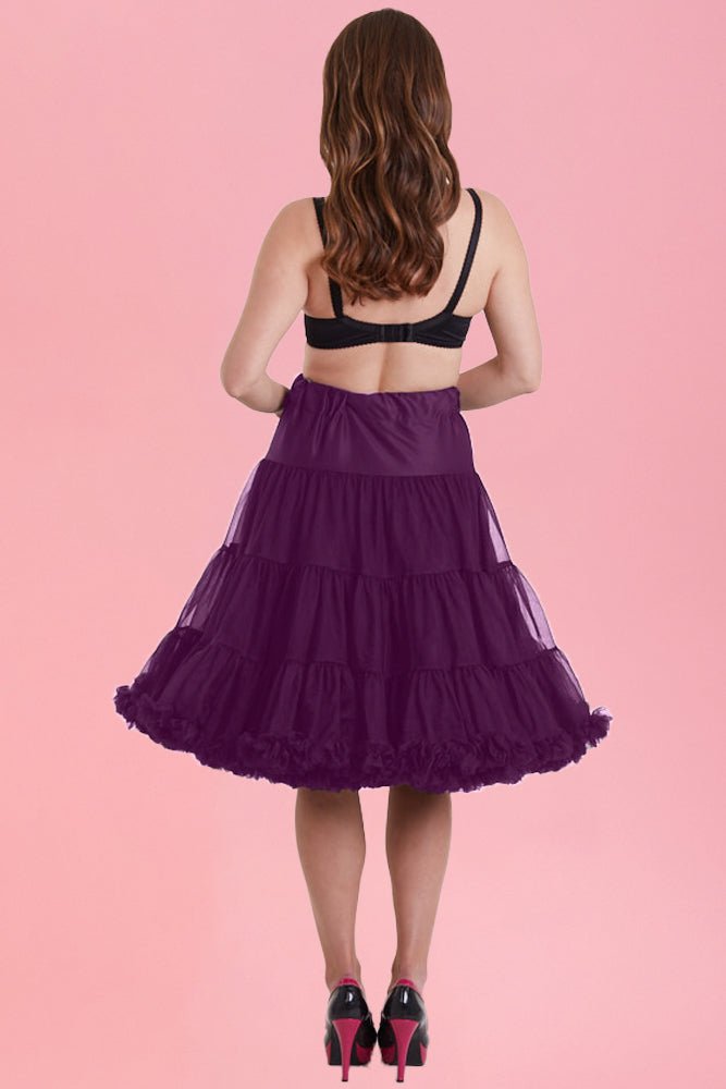 soft fluffy purple petticoat 25 inches behind angle