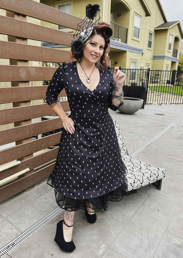 Katherine Spooky Black Coffin Long Sleeved Dress Katherine Spooky Black Coffin Long Sleeved Dress