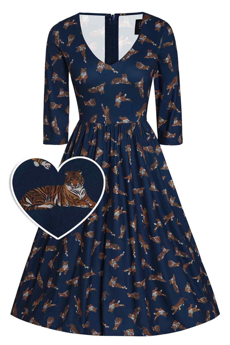 Navy Blue Tiger Print Dress