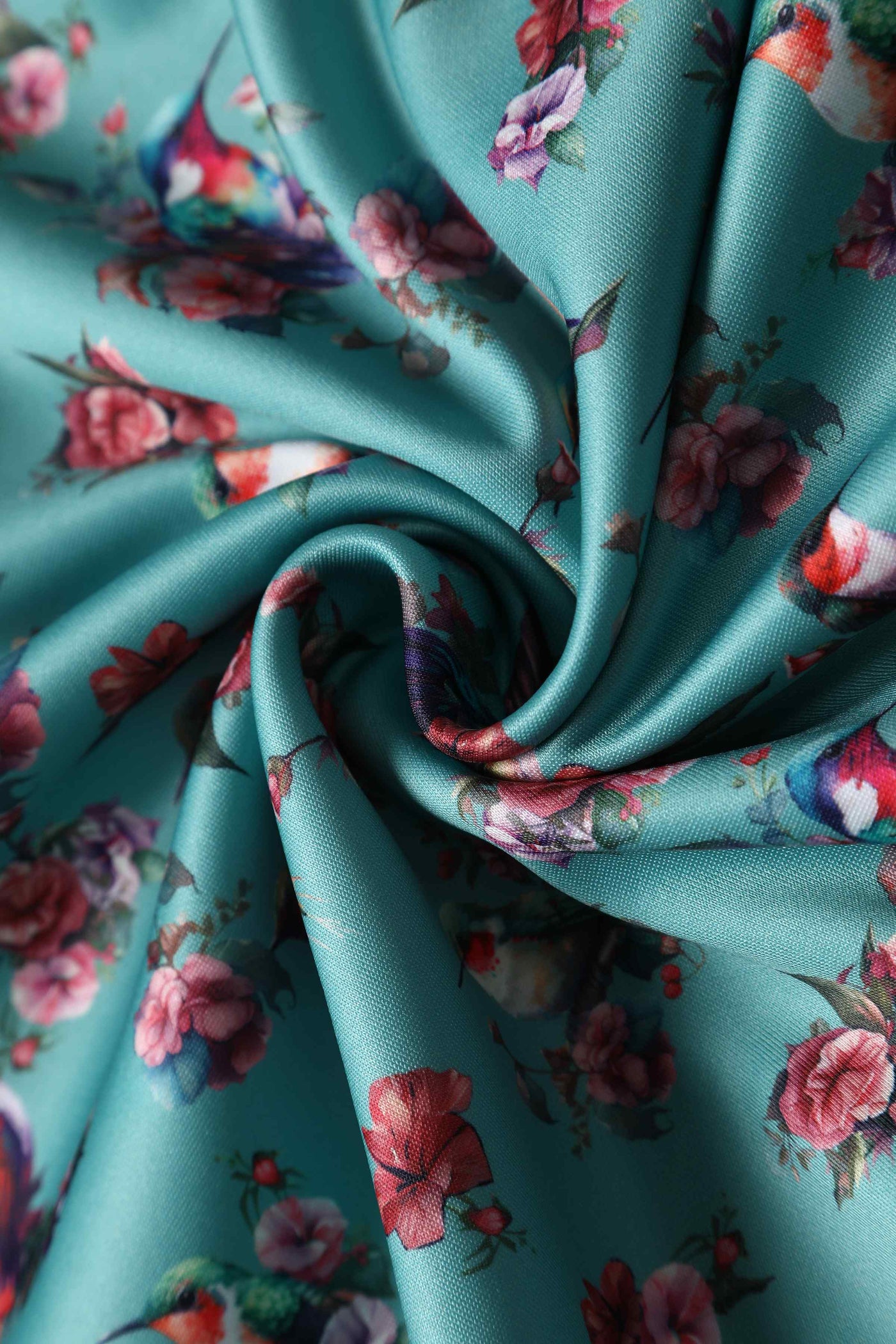 Close up View of Turquoise Hummingbird Formal Swing Dress