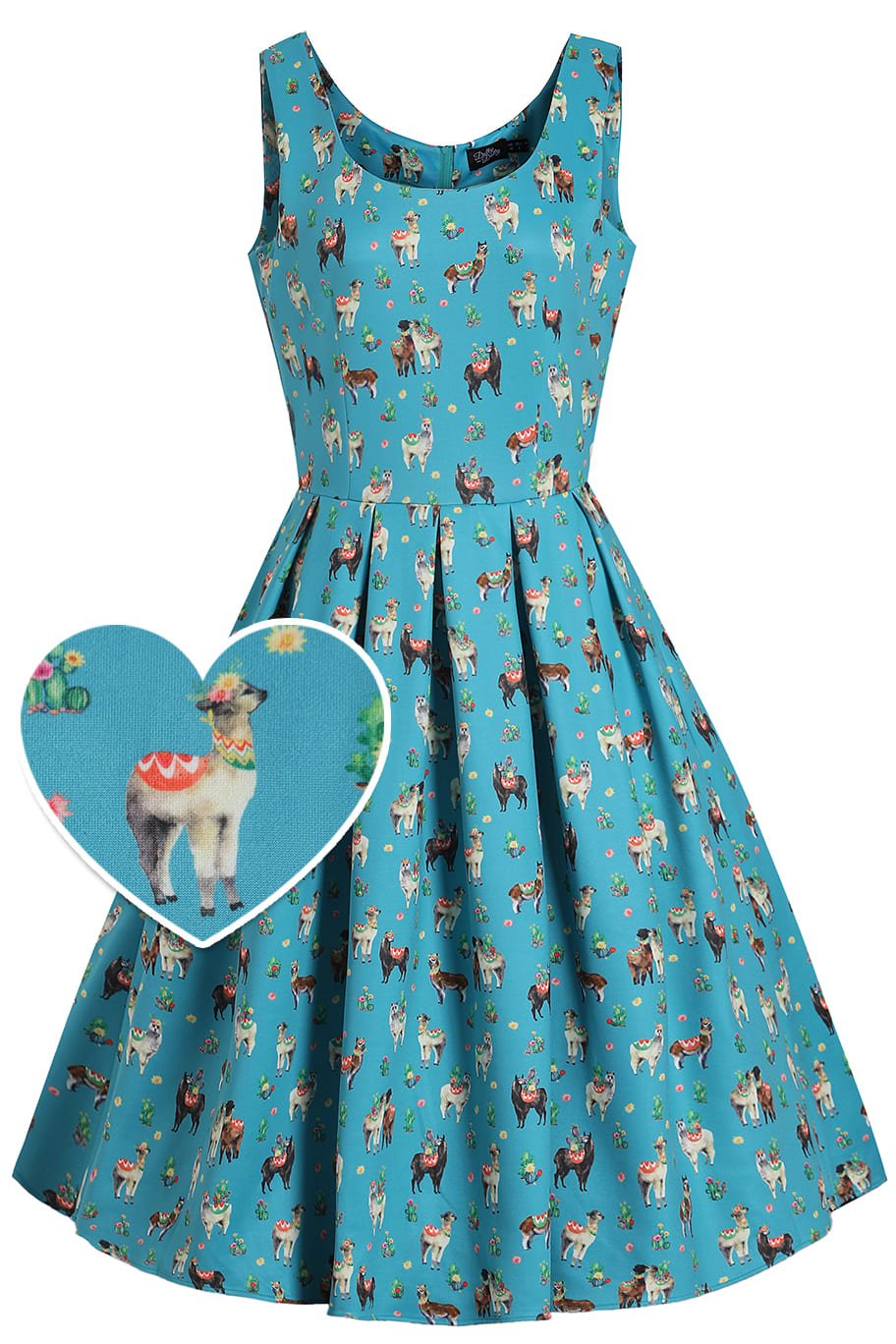 Turquoise Llama Swing Dress