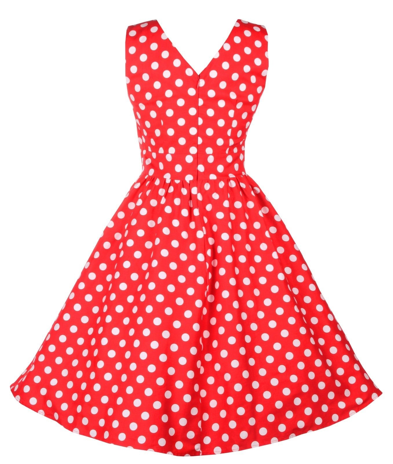V-neck 50s Style Spot Dress in Red