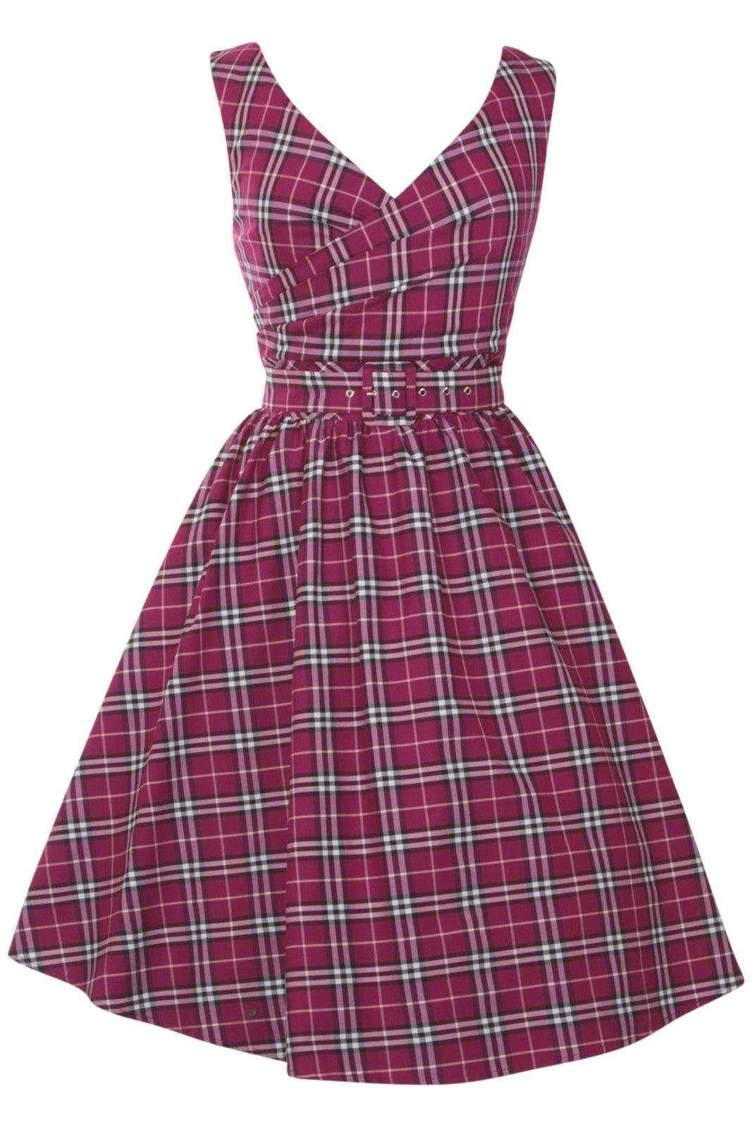 V-neck Vintage Inspired Swing Dress in Purple