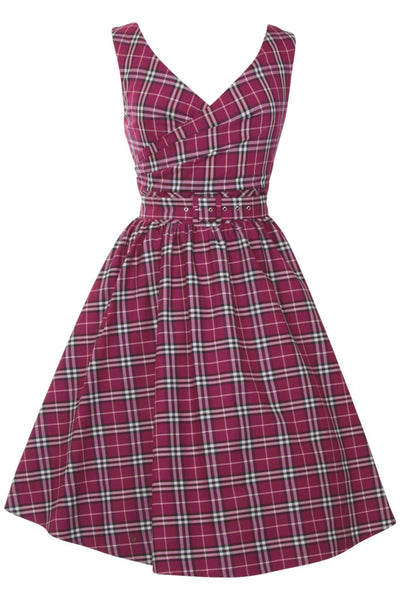 V-neck Vintage Inspired Swing Dress in Purple