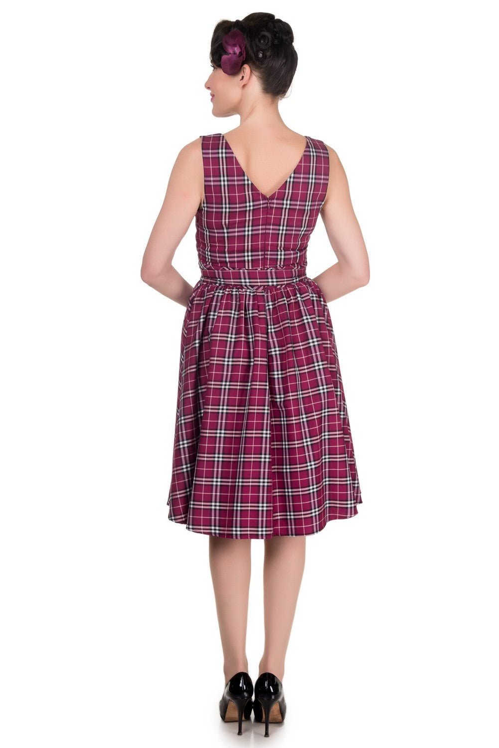 V-neck Vintage Inspired Swing Dress in Purple