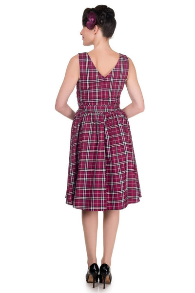 V-neck Vintage Inspired Swing Dress in Purple