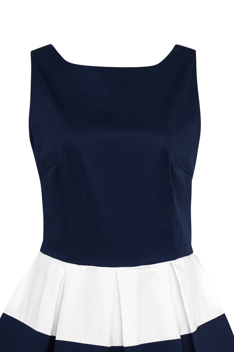 Striped 50s Swing Dress in Navy and White