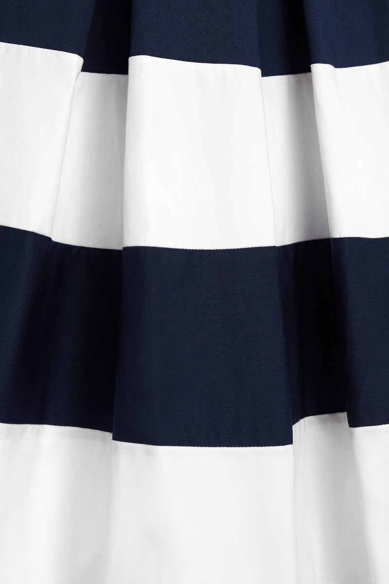 Striped 50s Swing Dress in Navy and White