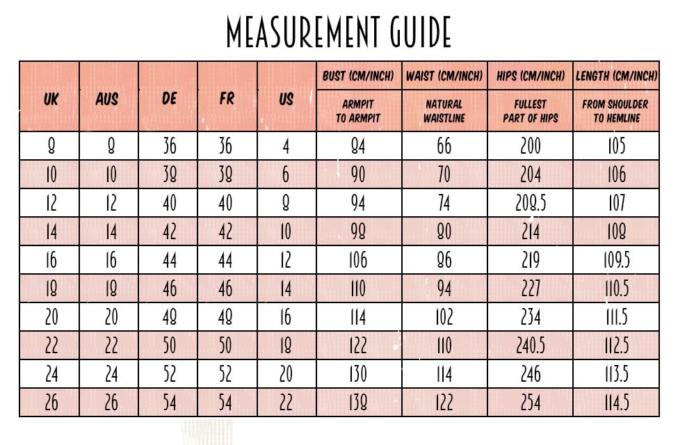 measurement guide for dolly and dotty dresses