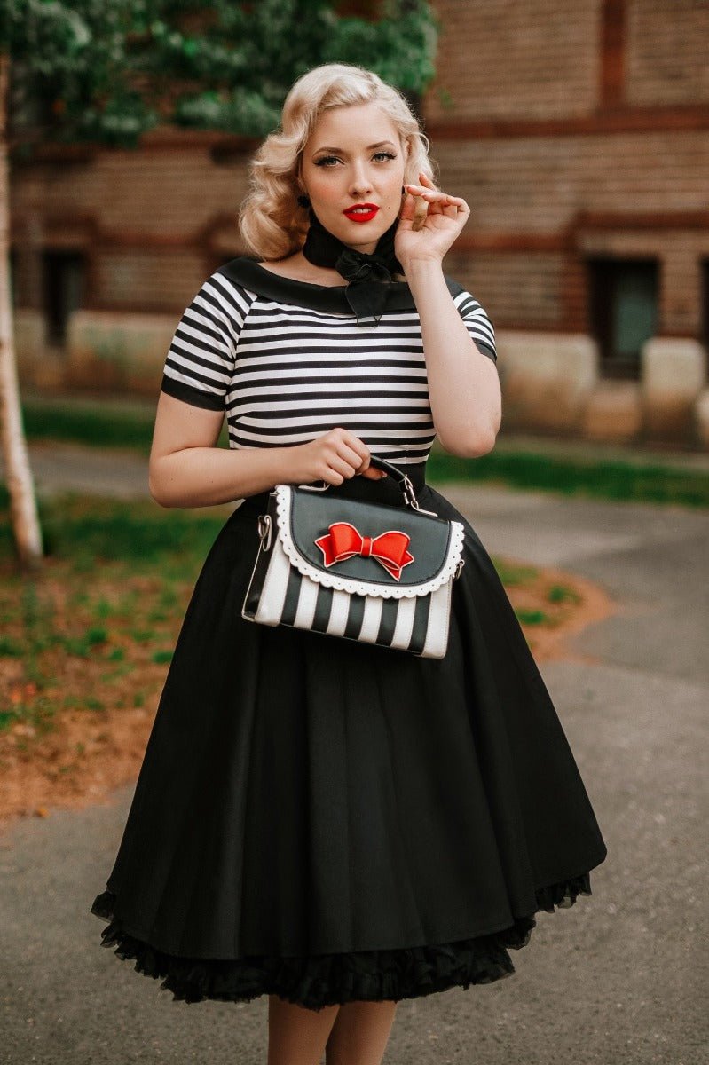  Nautical Black & White Striped Dress