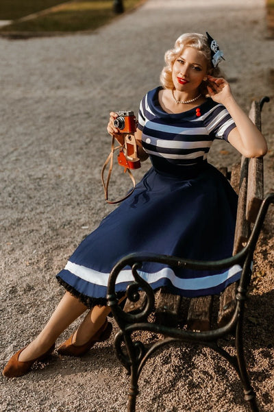 Women's Nautical Navy & White Striped Swing Dress