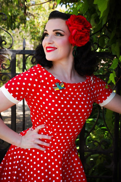 Darlene Full Circle Red Polka Dot Swing Dress