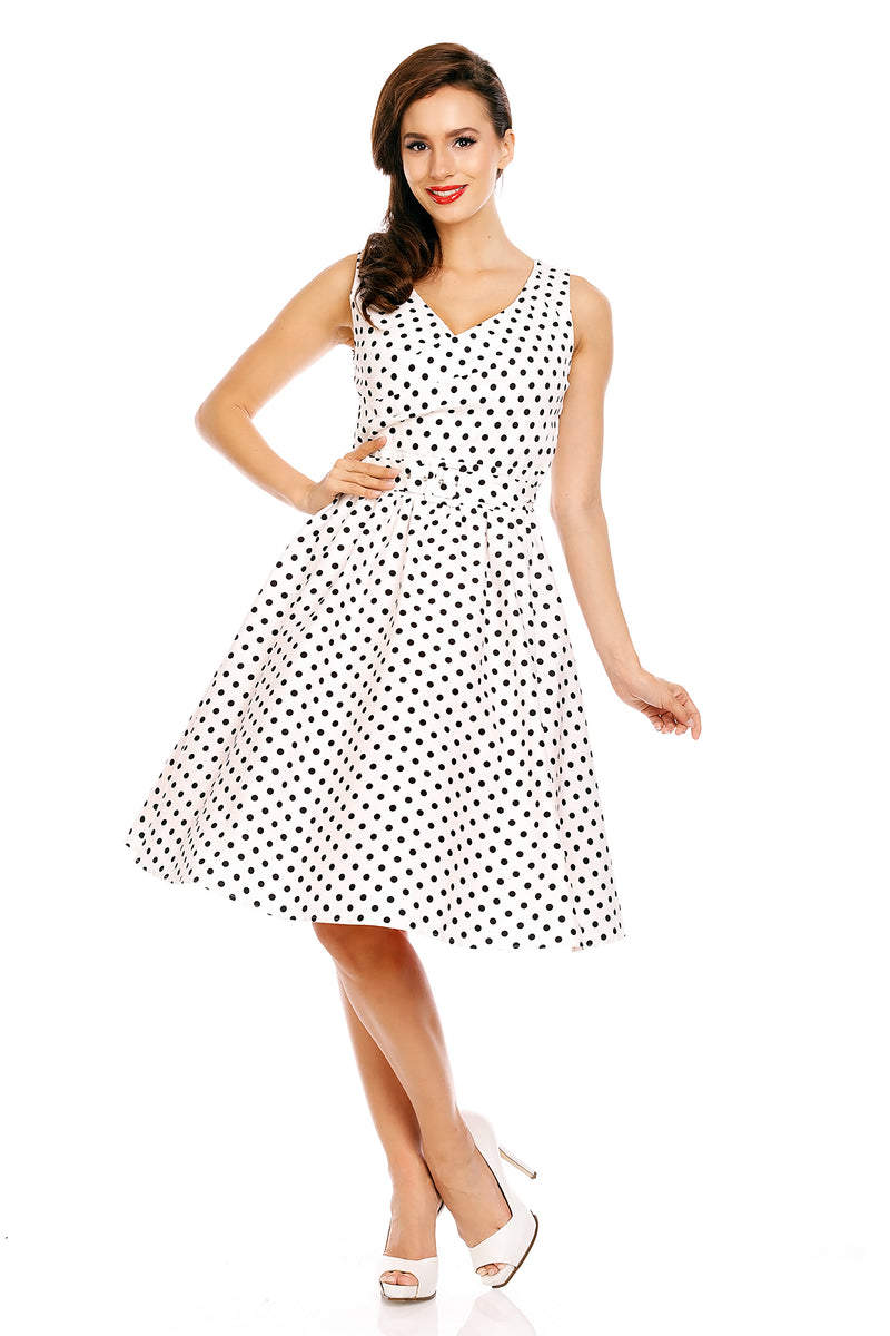 Crossover Bust Polka Dot Swing Dress