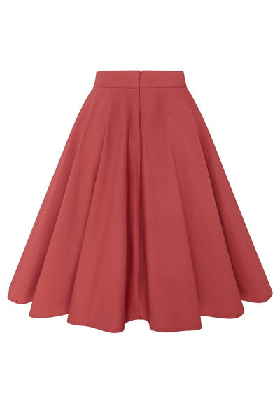 Shirley High Waist Full Circle Plain Skirt in Burnt Orange Chili