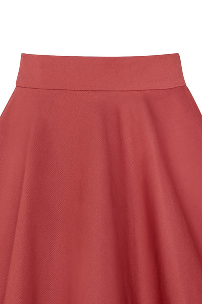 Shirley High Waist Full Circle Plain Skirt in Burnt Orange Chili