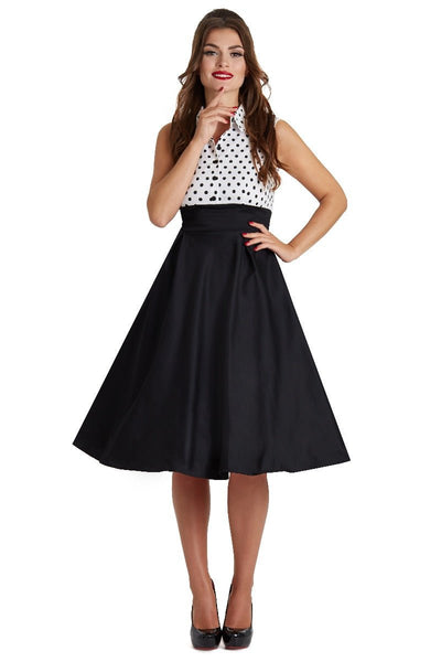 Model wearing the Lisa shirt top fit and flare dress, front view