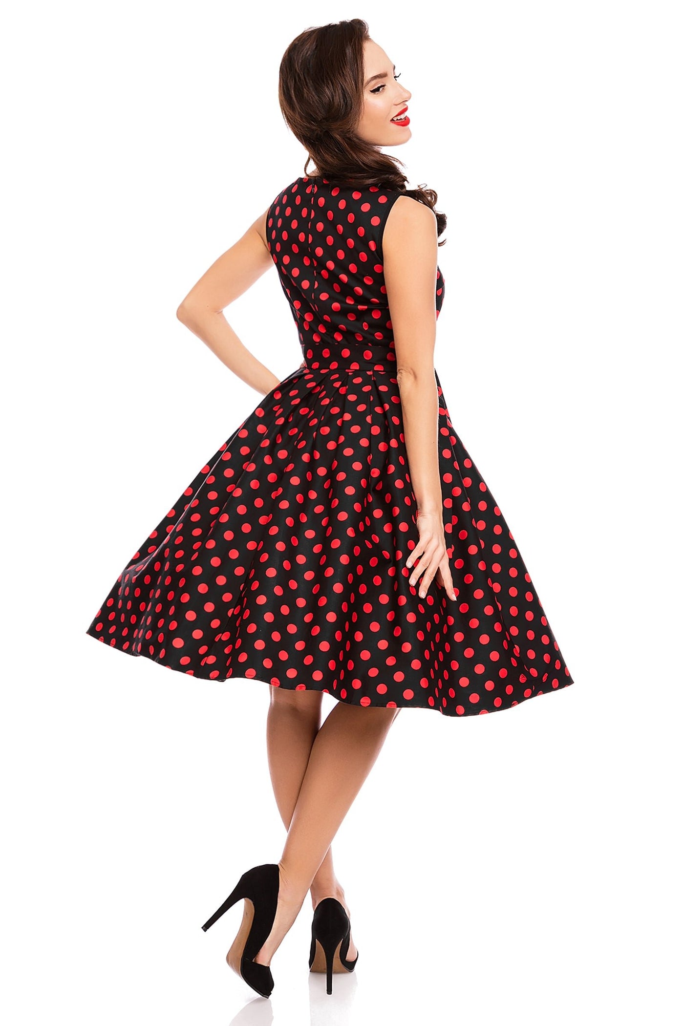 Vintage Style Evening Party Dress in Black/Red