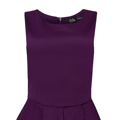 Lola Stylish 50's Retro Swing Dress With Pockets in Purple