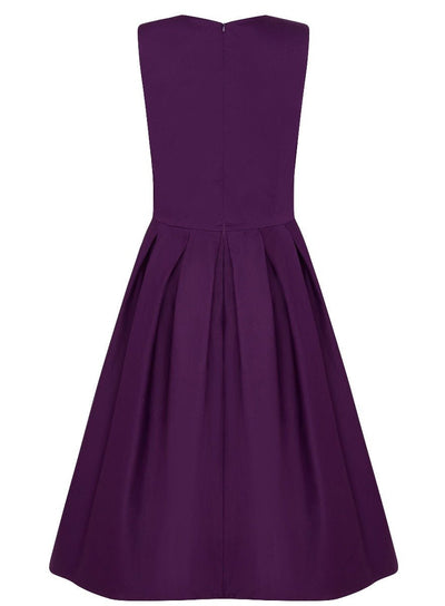 Lola Stylish 50's Retro Swing Dress With Pockets in Purple