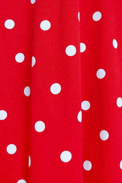 Barbara Sweetheart Neckline Short Sleeved Dress Red-White Polka