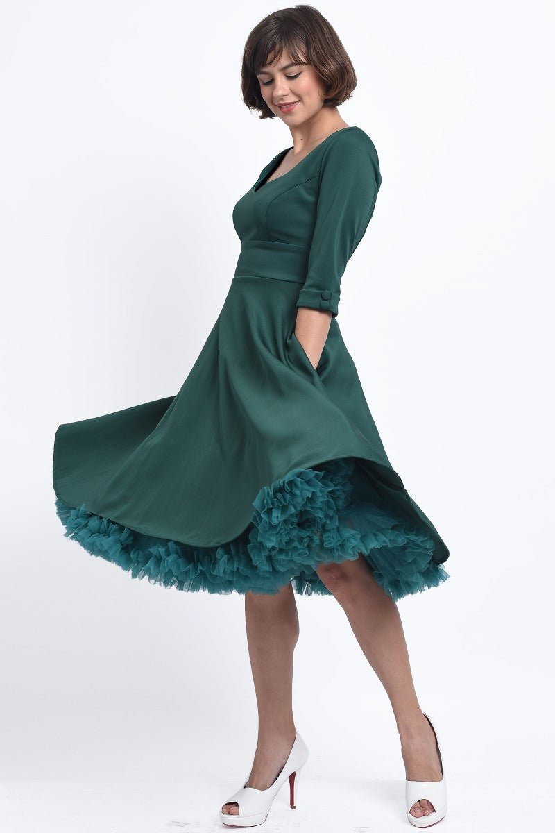 Debra Long Sleeves Stretchy Dress in Green
