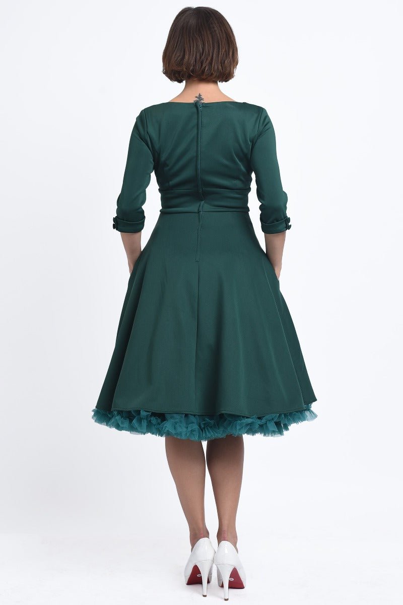 Debra Long Sleeves Stretchy Dress in Green