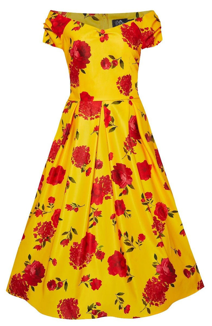 Lily Yellow/Red Summer Floral Dress
