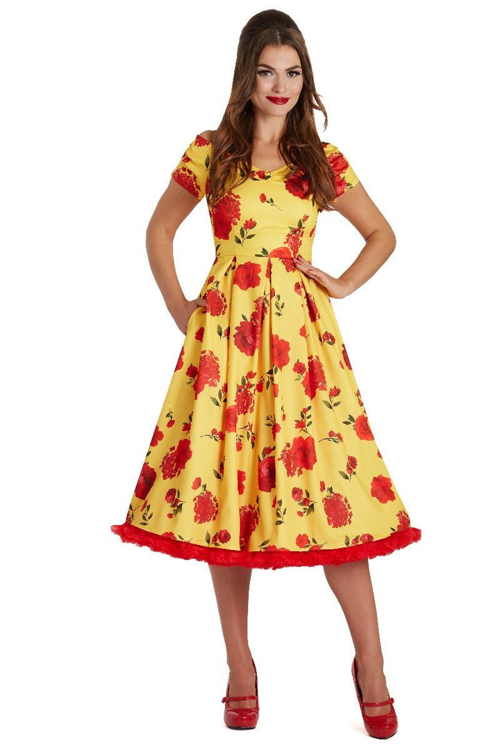 fitted lace wedding dress Lily Yellow/Red Summer Floral Dress