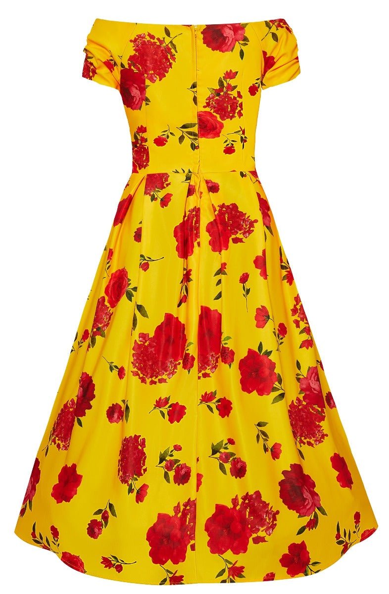 Lily Yellow/Red Summer Floral Dress - Dolly and Dotty