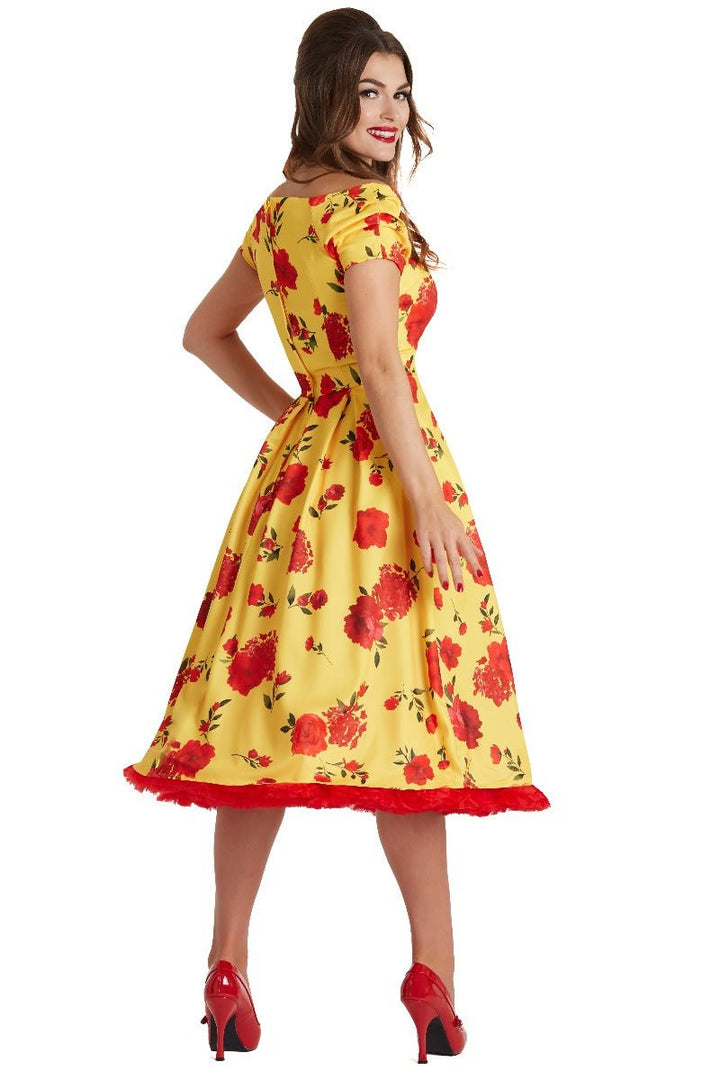 Lily Yellow/Red Summer Floral Dress - Dolly and Dotty