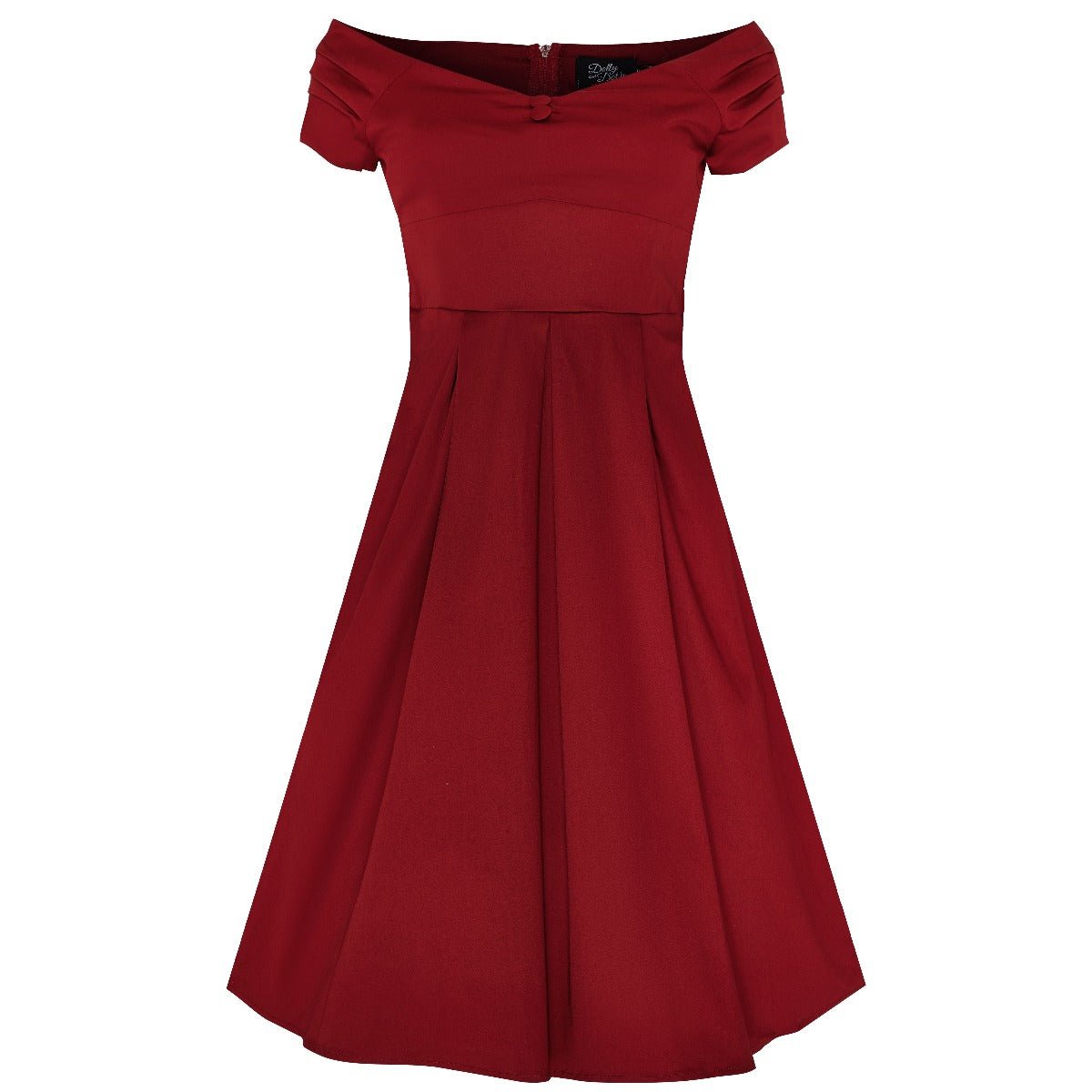 Lily Off Shoulder 50s  Evening Dress in Burgundy Red