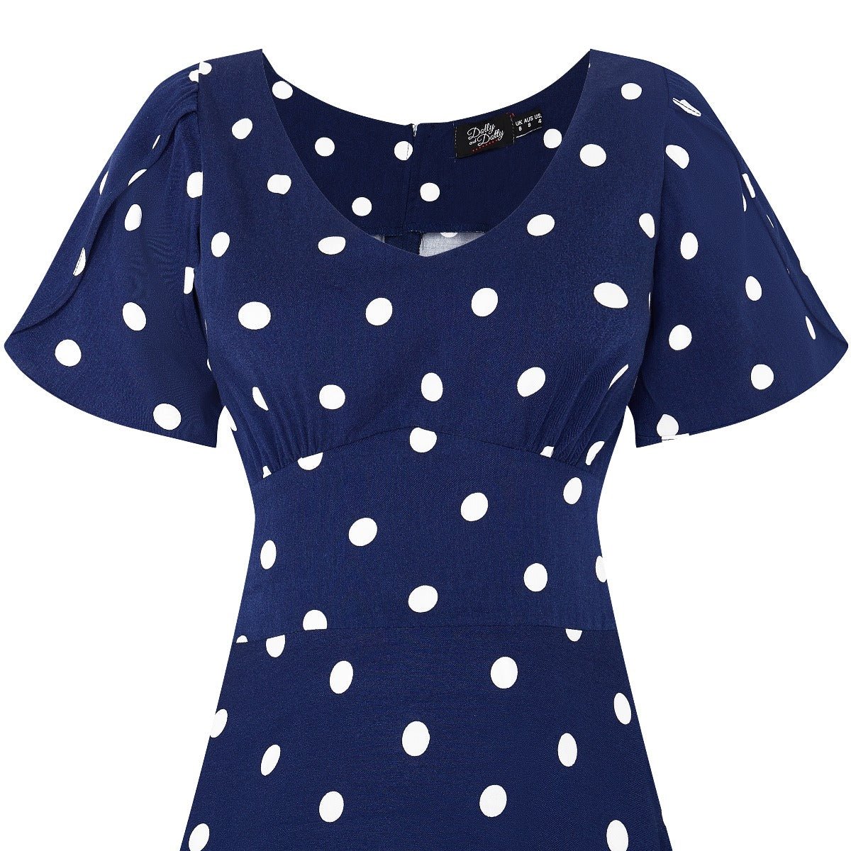 Janice Summer Dress in Dark Blue-White Polka Dot