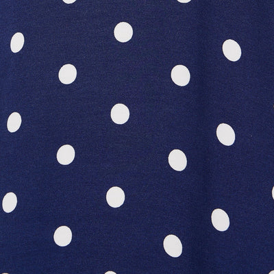 Janice Summer Tea Dress in Dark Blue/White Polka Dot Print