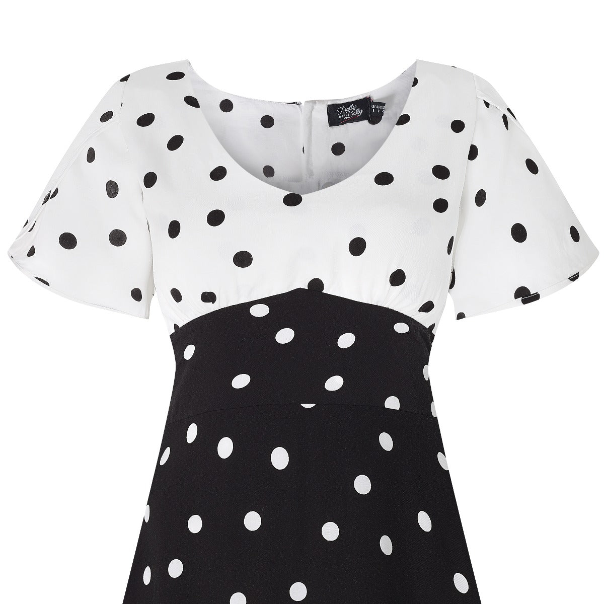 Janice Summer Dress in White and Black Polka Dot