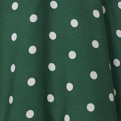 Janice V-Neck Flared Tea Dress in Green Polka Dot Print