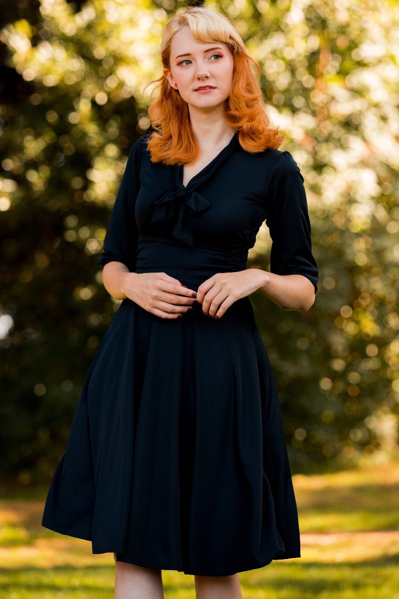 Vintage  Stretchy Black Bow Tie Dress