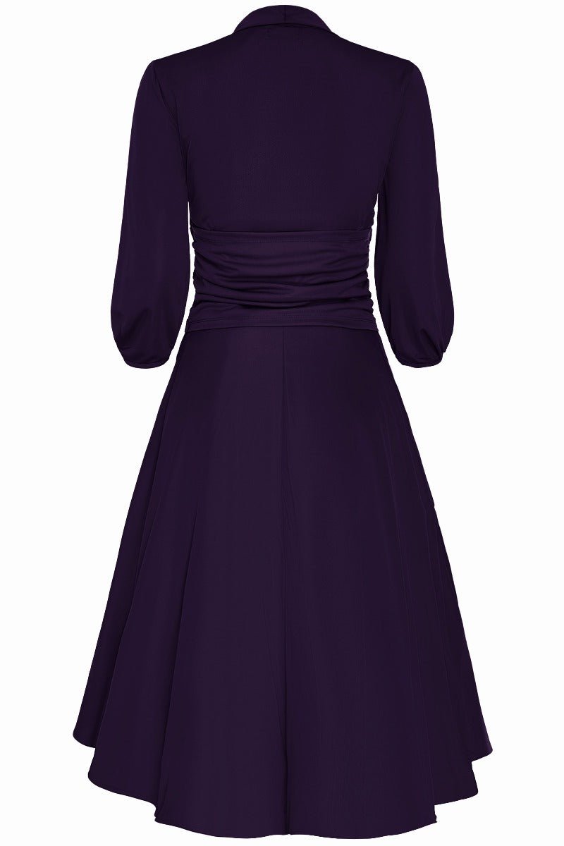 Sandra Vintage  Stretchy Purple Bow Tie Dress